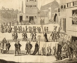 Auto de Fe ve Španělsku, z „Universal Magazine“, vydaného v roce 1749 od English School